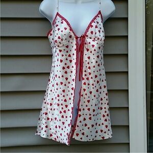 Victoria's Secret Red Heart Chemise y2k open front slip